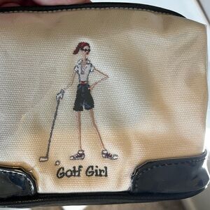 The Girls Cream and Black Golf Girl Cosmetic Case